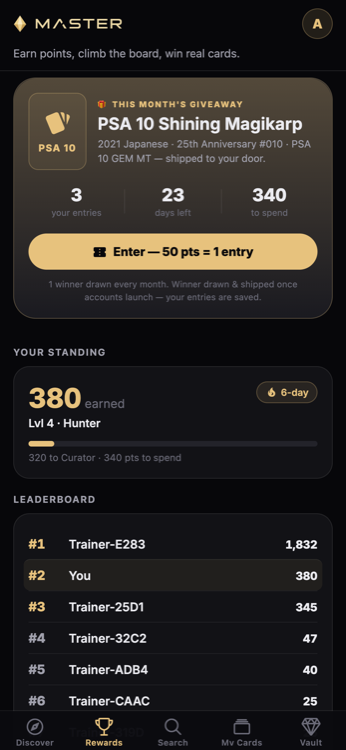 Points, levels & giveaways